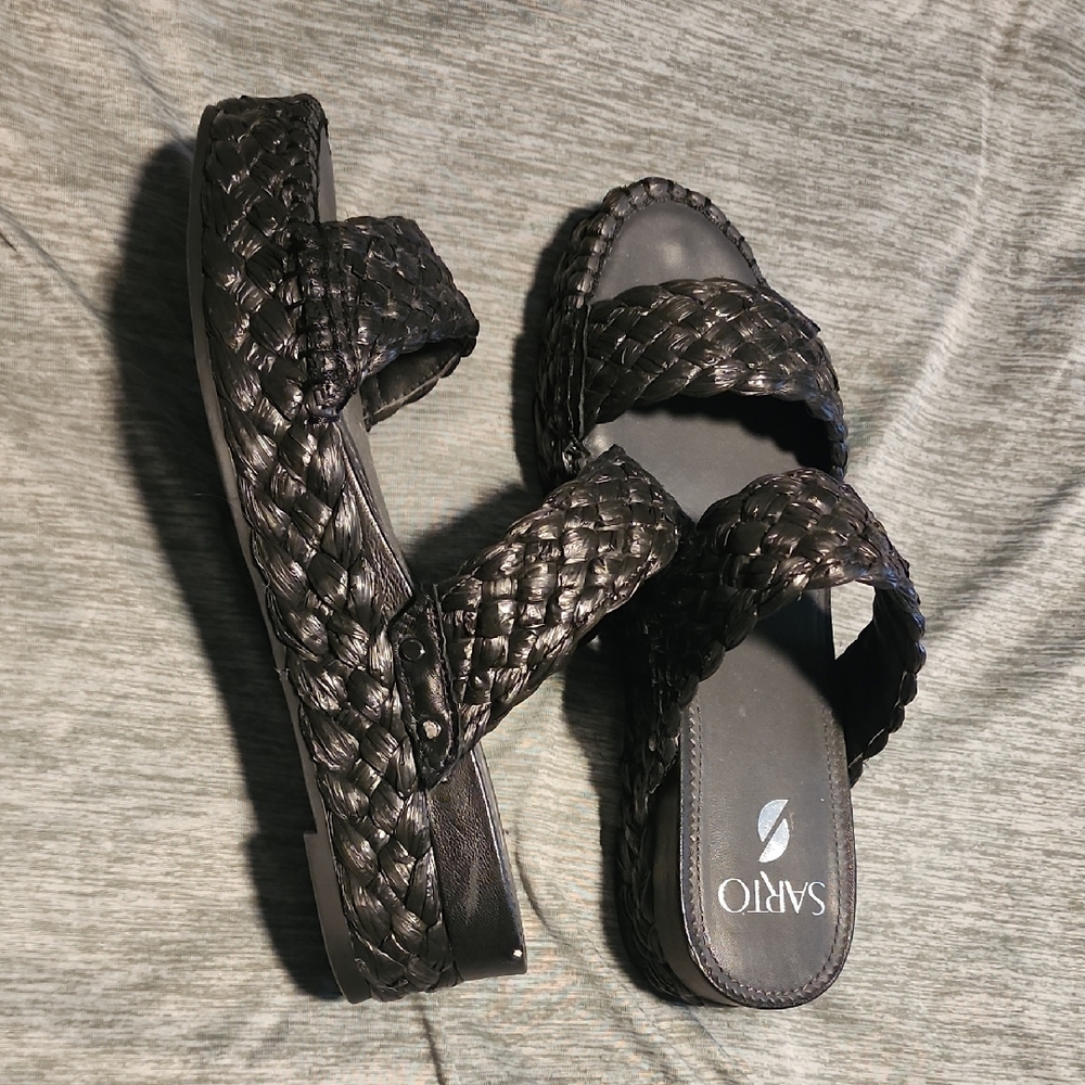 Black Woven Franco Sarto Women's Sandals